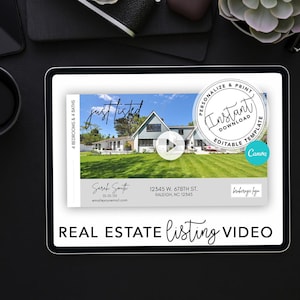 Real Estate Agent Listing Video, Canva Customizable Video Template, Real Estate Marketing, Agent Logo, Real Estate Template, Estate Video