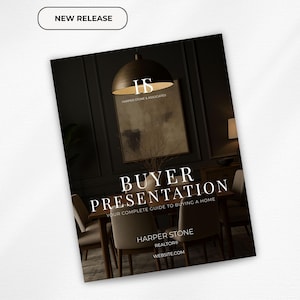 May include: A brochure titled "Buyer Presentation" with the text "New Release" at the top. The brochure includes the text "Your Complete Guide to Buying a Home" and the Harper Stone Realtor website address.