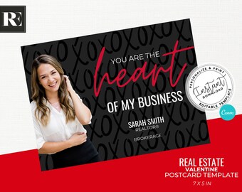 Real Estate Valentine Postcard, Real estate Marketing, Agent Valentine,Agent Pop By Card, Real Estate Farming, Canva Template, Branding