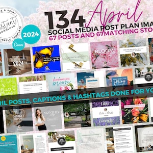 April Real Estate Social Media Templates, Spring Post, Real Estate Marketing, April, Spring Social Media, Canva Template, Caption