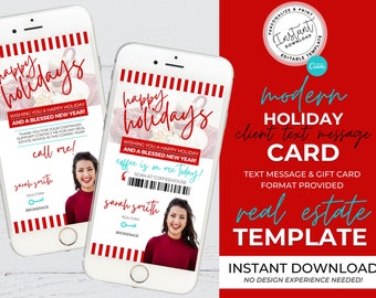 Holiday Textable Gift Card Text Message, Real Estate marketing, Agent Christmas Card,Agent Christmas Gift, Client Gift, Canva Template