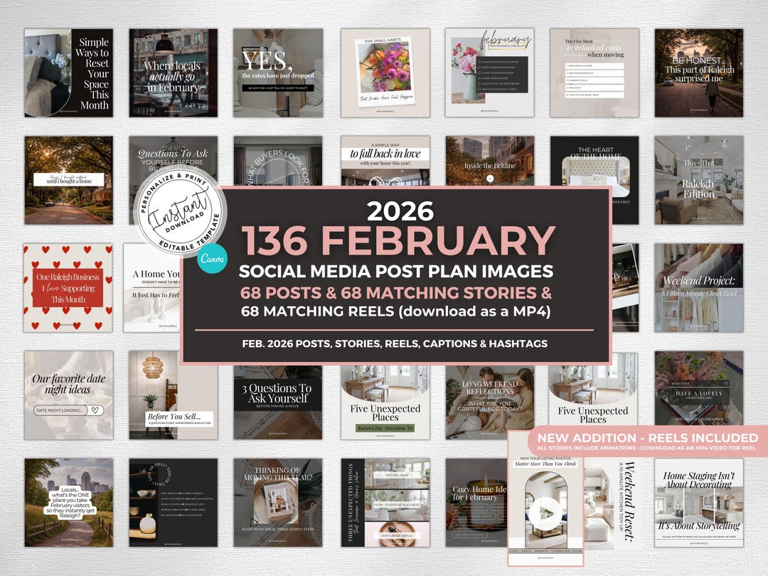 February 2026 Real Estate Social Media Canva Templates, Realtor ...
