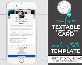 Textable Client Review Request, Real Estate Marketing, Client Testimonial, Canva Template, Referral Request, Real Estate Template, Feedback