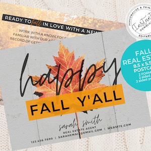 Real Estate Fall Postcard, Real estate marketing, Autumn Mailer, Fall Farming Card, Real Estate Template, Happy Fall Real Estate Card, Flyer