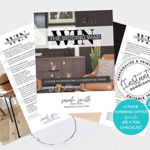 Winning Offer Guide, Real Estate Marketing, Strong Offer Checklist, Multiple Offer Presentation, Agent Flyer, Canva Template, Mailer