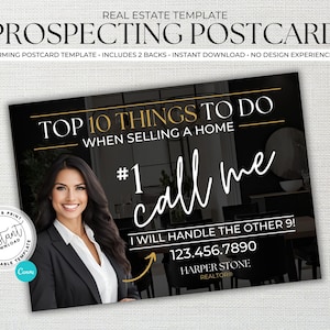 Real Estate Marketing, Real Estate Postcard, Canva Template, Agent Postcard, Top 10 Things, Home Seller Postcard, Faming, Agent