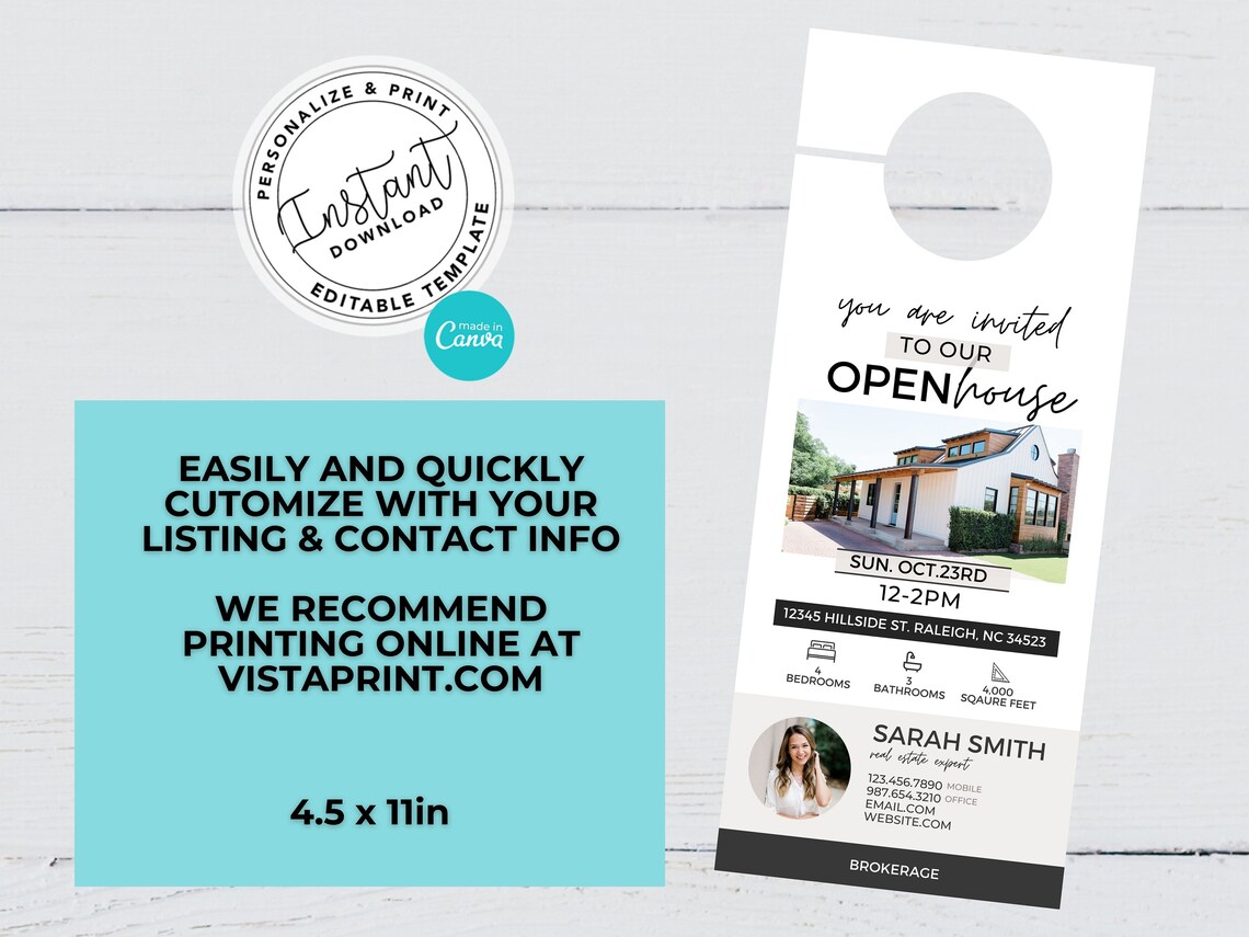 Open House Door Hanger, Real Estate Marketing, Open House Invite ...