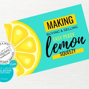 Real Estate Spring Postcard, Real Estate Template, Easy Peasy Lemon Squeezy Real Estate Card, Agent Farming, Real estate marketing, Summer