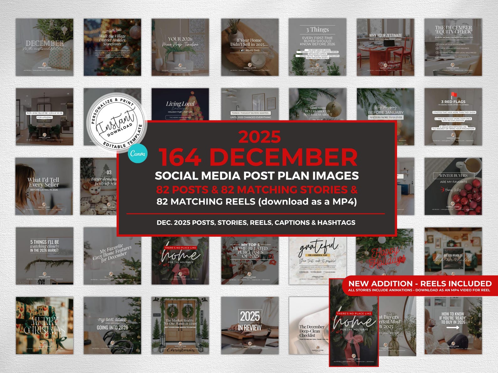December 2025 Real Estate Social Media Canva Templates, Christmas ...