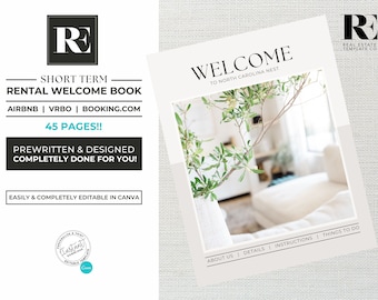 Airbnb Welcome Book Template, VRBO, Short Term Rental, House Host Manual, Guest Book Canva Template, Vacation Rental, Wifi Sign, Guest Sign