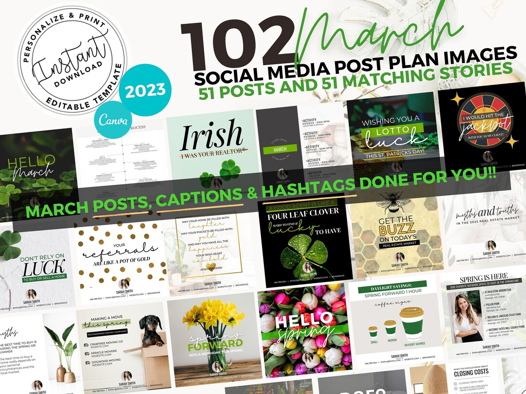 Real Estate March Social Media Posts, Captions & Hashtag, Real Estate