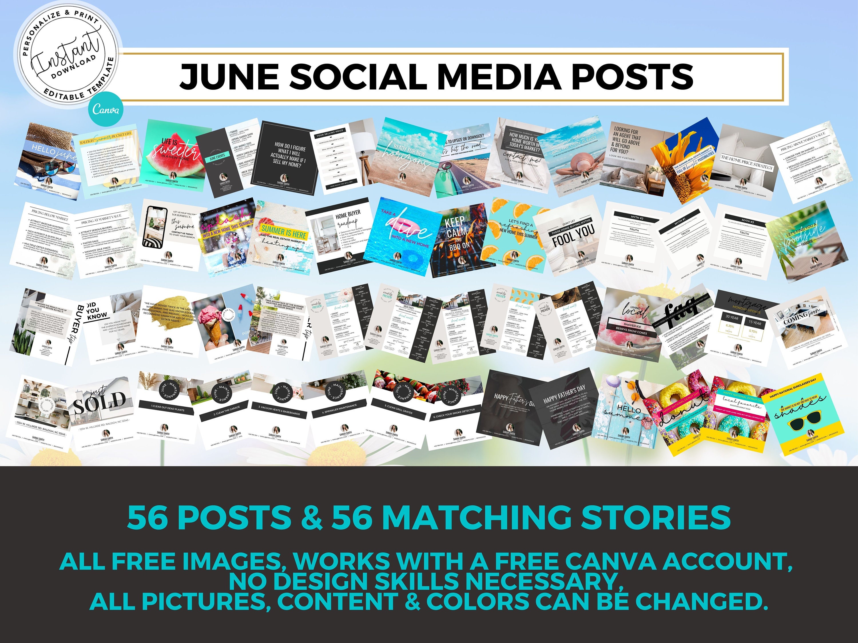 Real Estate June Social Media Posts, Caption & Hashtag, Real Estate ...