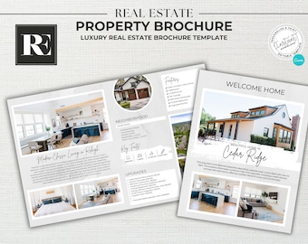 Luxury Real Estate Brochure, Real Estate Flyer, Real Estate Marketing, Folded Brochure, Canva Template, Open House Flyer, Agent Marketing