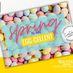 Agent Spring Postcard, Real Estate Easter Postcard, Real Estate Marketing, Easter Postcard, Spring Pop By, Canva Template, Spring card