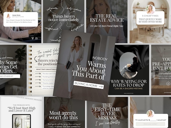 550+ Real Estate Social Media Posts with Captions, Luxury Realtor Instagram Templates, Editable Canva Reels Bundle 2026