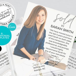 Real Estate Testimonial Social Media Posts, Real Estate Marketing, Instant Download, Facebook Canva Template, Agent, Instagram