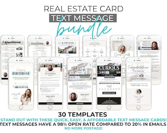 Digital Business Card Bundle, Real Estate Text Message, Agent Card, Real Estate Marketing, Canva, Textable Prospecting Cards, Open House