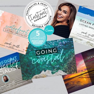 Real Estate Postcard, Waterfront Specialist Card, Oceanfront Listing, Agent Farming Card, Real estate marketing, Editable, Canva, Download