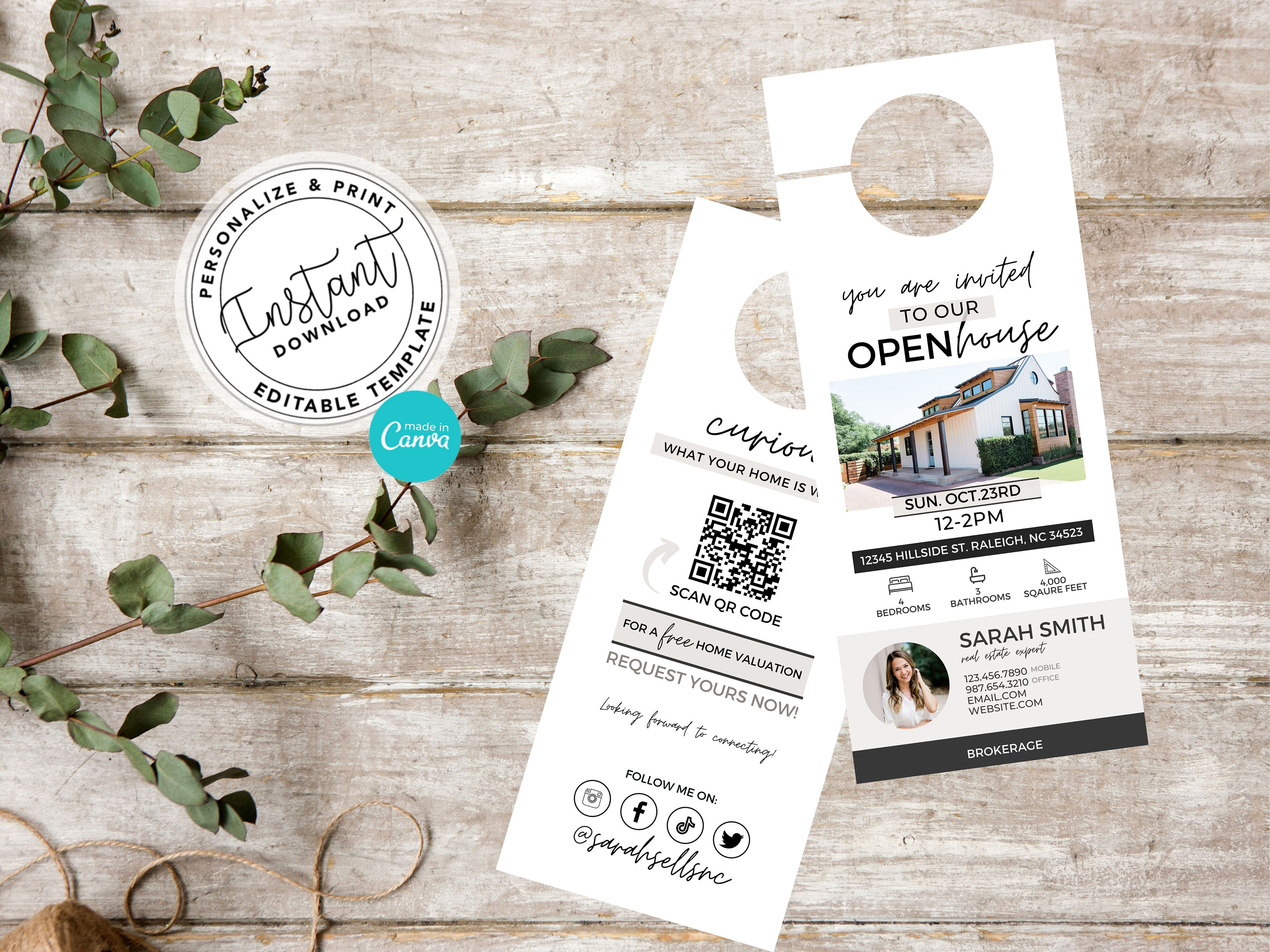Open House Door Hanger, Real Estate Marketing, Open House Invite ...