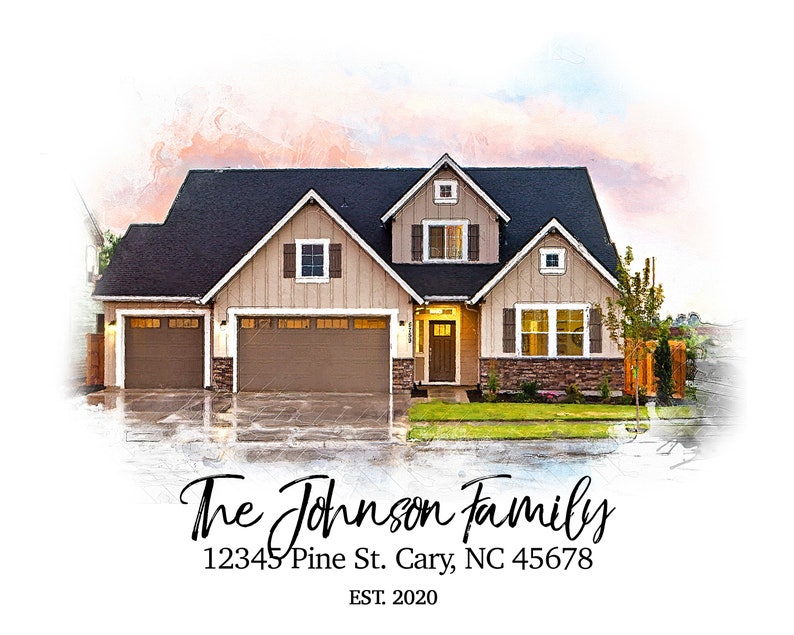 Custom House Watercolor Realtor Closing Gift Custom House Etsy