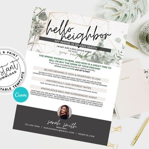 Real Estate Letter, Real Estate Agent Spring Letter, Real Estate Marketing, Agent Hello Neighbor Letter, Agent Farming Flyer, Canva