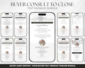 Buyer Contract To Close Timeline Text Updates, Canva, Closing Checklist, Modern, Buyer Agent, Buyer Roadmap, Real Estate Template Bundle