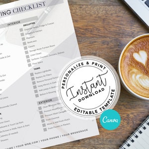 Real Estate Home Selling Checklist | Printable Pre Listing Checklist | Agent Home Seller Checklist | Real Estate Marketing | Canva Template