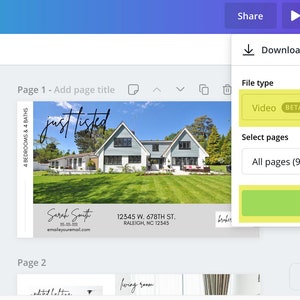Op de afbeelding: Een makelaarsadvertentie voor een huis met een groene gazon en een bord met de tekst "net te koop". De advertentie bevat de naam van de makelaar, zijn e-mailadres en het adres van het huis.