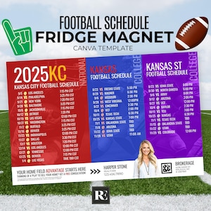 Football Calendar Canva Template Fall Football Schedule Season Postcard, Football Season Real Estate Farming Fall Real Estate Marketing