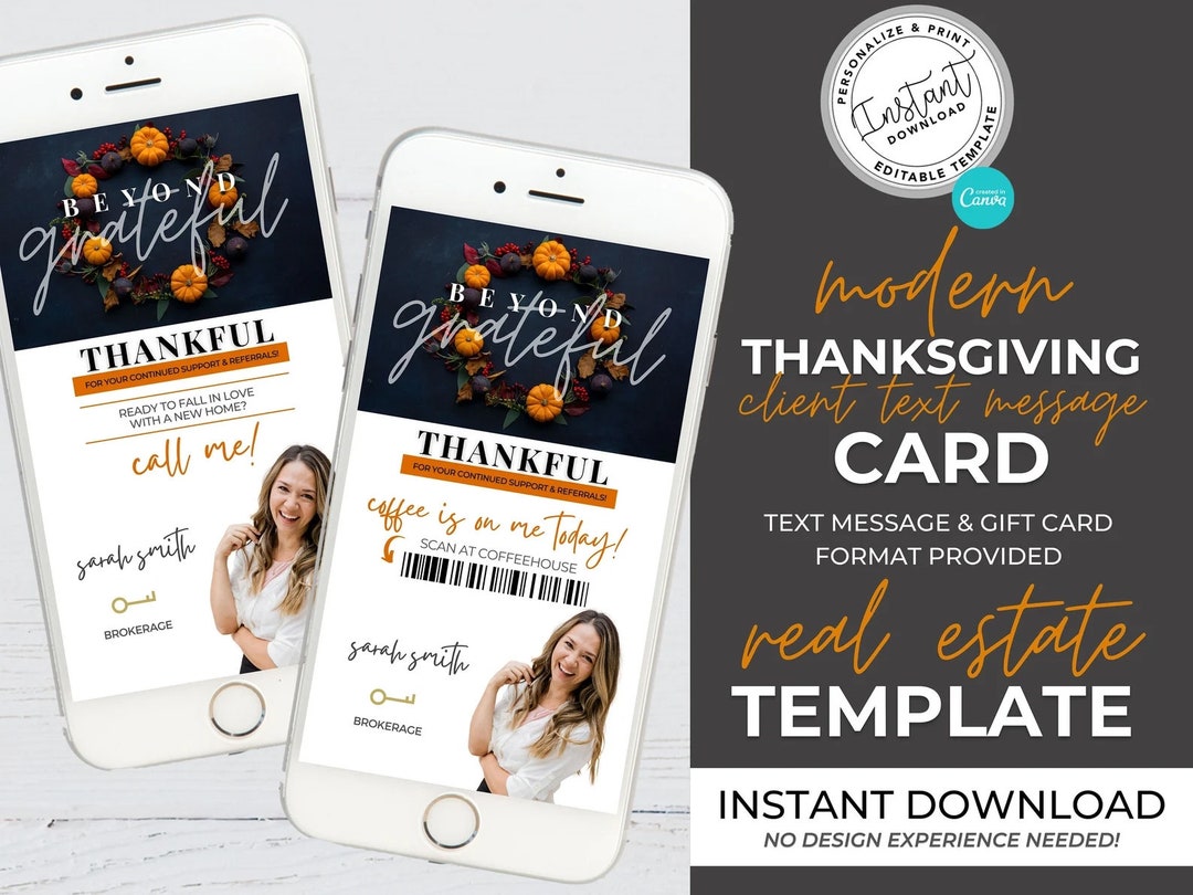 Real Estate Gift Card Text Message, Thanksgiving Text Message Card ...