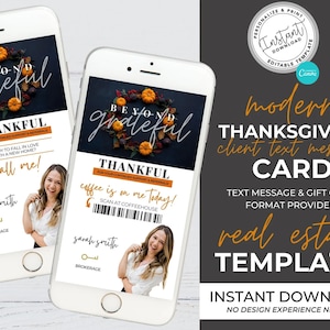 Real Estate Gift Card Text Message, Thanksgiving Text Message Card, Real Estate Template, Digital Coffee Gift Card, Agent Text Message