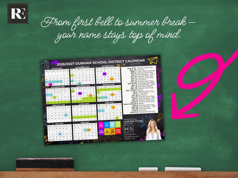 Customizable 2026-2027 School Calendar Mailer, Canva Template, Fall ...