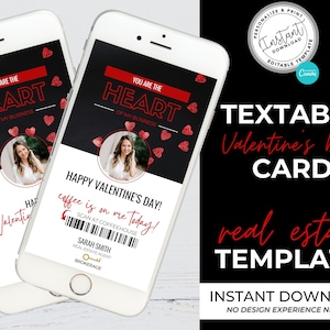 Valentines Day Text Message, Real Estate Template, Digital Coffee Gift Card, Digital Valentine Card, Agent Gift, Real Estate Marketing