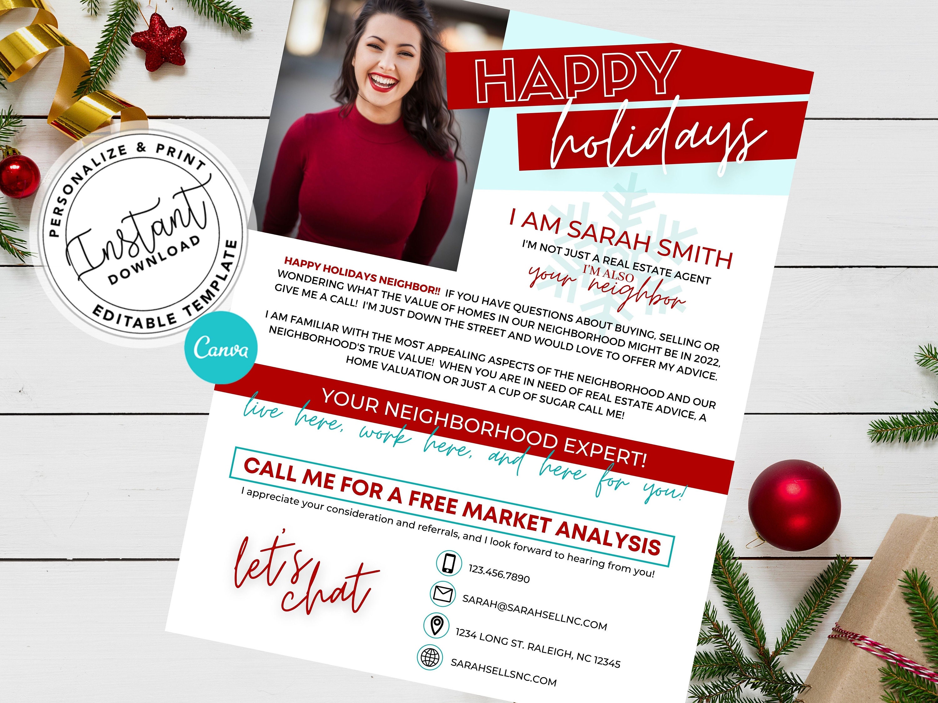 Real Estate Holiday Letter Realtor Hello Neighbor Letter Etsy