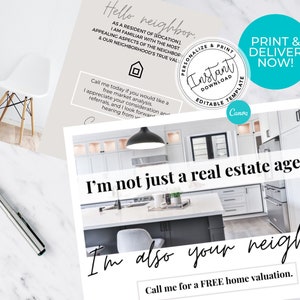 Real Estate Postcard, Agent Introduction Postcard, Hello Neighbor, Canva Template, Real Estate marketing, Real Estate templates, custom