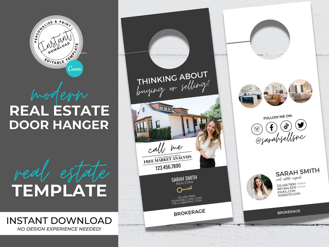 Real Estate Door Hanger, Real Estate Marketing, Door Hanger Tag