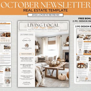 Real Estate October 2024 Newsletter, Real Estate Marketing, October Real Estate Newsletter, Email, Canva Template, Fall Newsletter, Autumn