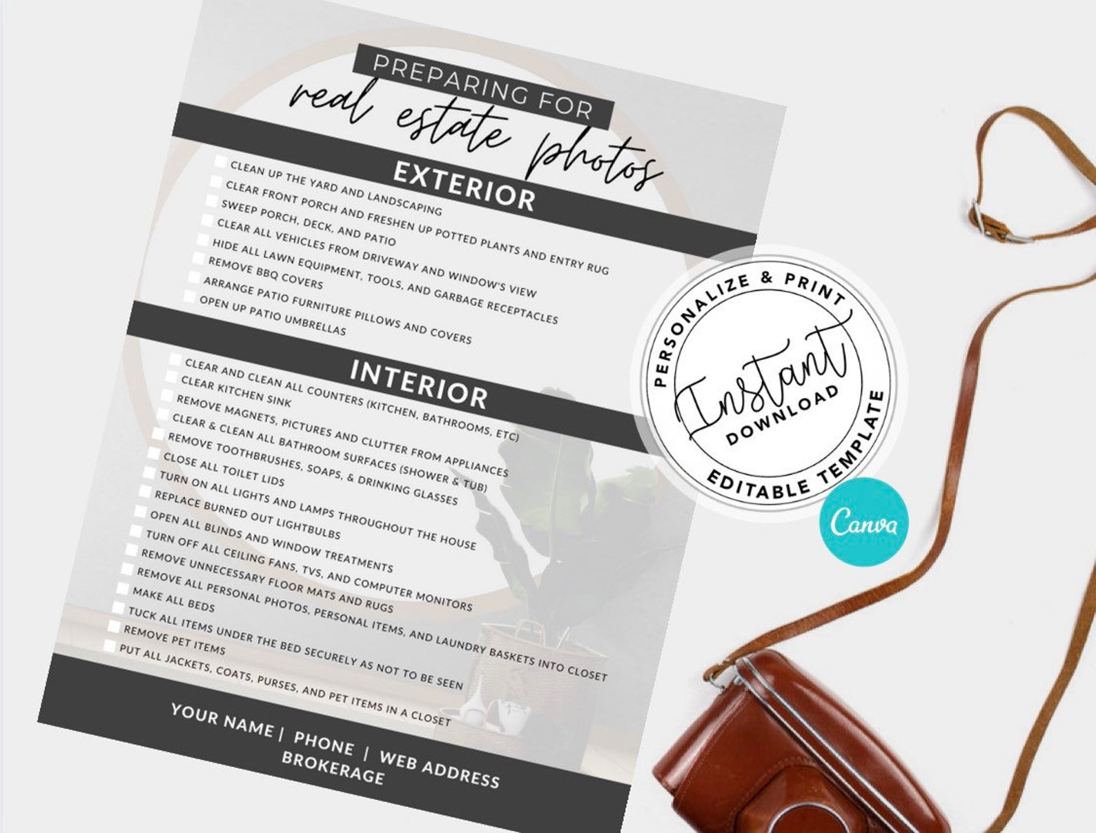 Real Estate Photo Shoot Prep Checklist Prep Your Home For Etsy