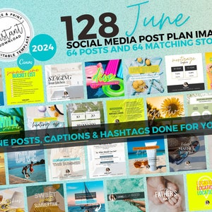 June 24 Real Estate Social Media Posts, Caption & Hashtag, Real Estate Marketing, Summer, Agent, Instagram, Canva Template, Fathers Day