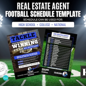 Real Estate Fall Football Schedule, Real Estate Marketing, Agent Football Mailer, Autumn Real Estate Flyer, Canva Template, Social Media