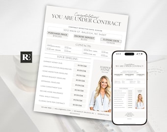 Under Contract Buyer Timeline | Real Estate Contract to Closing Checklist | Editable Canva Template for Realtors