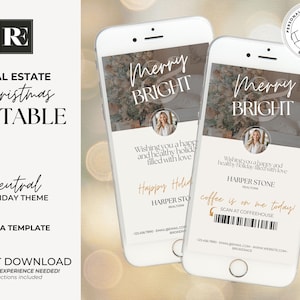 Textable Christmas Card, Real Estate Marketing, Real Estate Gift, Canva Template, Client Gift, Textable Coffee Gift Card, Canva Holiday Card