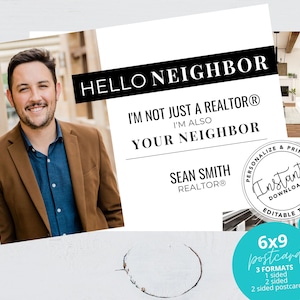 Real Estate Agent Postcard, Agent Hello Neighbor Card, Agent Farming Card, Real estate marketing, Agent postcards, Editable, Canva