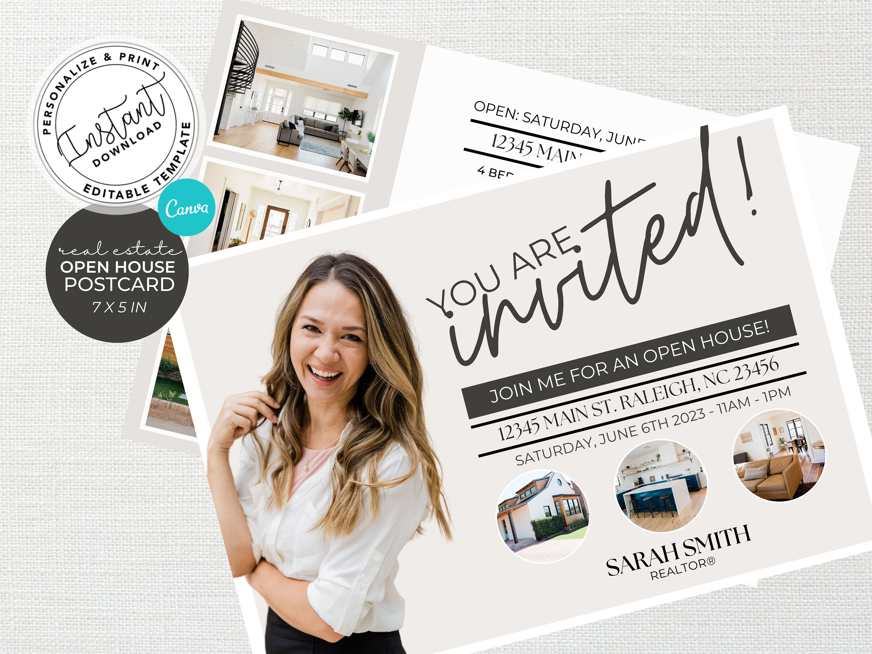 Open House Invite, Real Estate Marketing, Canva Template, Open House Postcard, Open House Invitation, Real Estate Postcard, Farming Card
