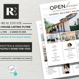 Open House Flyer, Real Estate Marketing, Real Estate Open House Flyer Canva, Just Listed, Editable Canva Template, Home Seller, Home Buyer