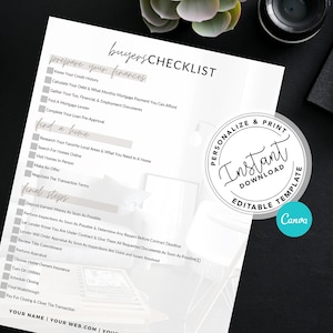Real Estate Home Buyer&#39;s Checklist, Real Estate Marketing, Printable Checklist, Real Estate Buyer&#39;s Guide, Printable Canva Template, Logo