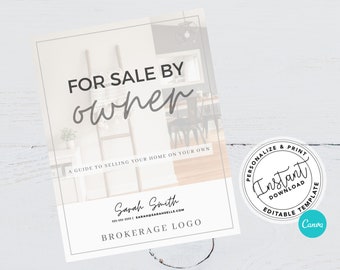 FSBO Guide, For Sale By Owner Guide, Real Estate Marketing, Home Seller Guide, Moving Guide & Checklist, FSBO Canva Guide for Agents, PDF