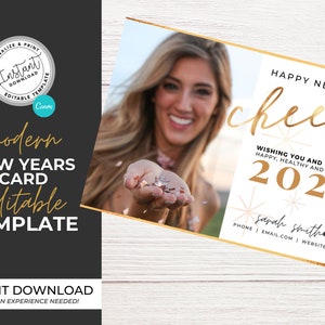 Business New Year Card, Editable New Years Card, Canva Holiday Card, New Year Card, Instant Download, Real Estate Mailer, Marketing, 2023