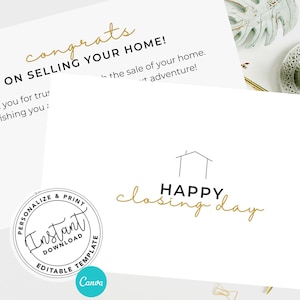 Happy Closing Day Card, Real Estate Closing Gift, Home Seller Guide, Real Estate Template, Real Estate Thank you Card, Real Estate Canva
