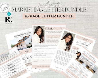 Real Estate Marketing Bundle, Prospecting, Farming Letter, Expired, FSBO, Agent, Stop Renting, Market Update, Canva Template, Luxury, Mail